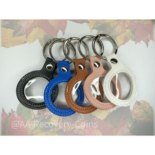 Leather keyring coin holder - leather,