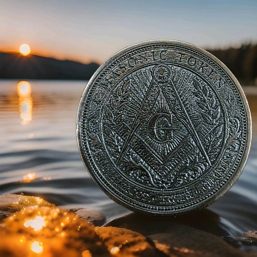 Masonic token coin with - with, an