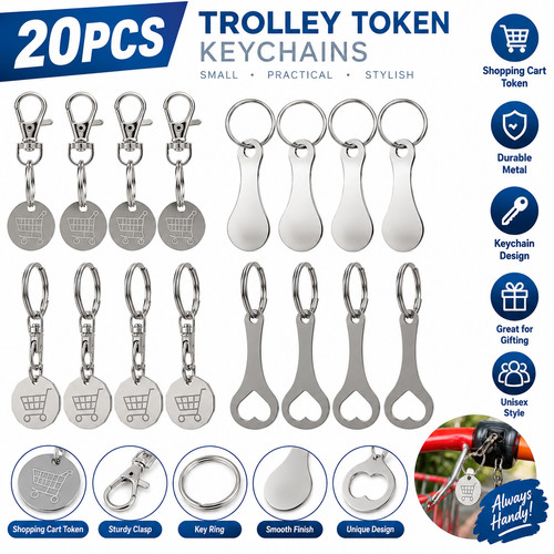 Trolley coin keyring - coin,